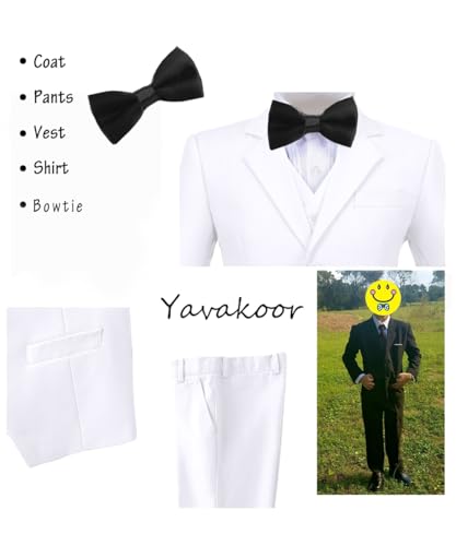 Image of Boys' Formal Suit 5 Piece Slim Fit Suits for Boy Kids Tuxedo Toddler Wedding Ring Bearer Outfit Teen Communion Dress