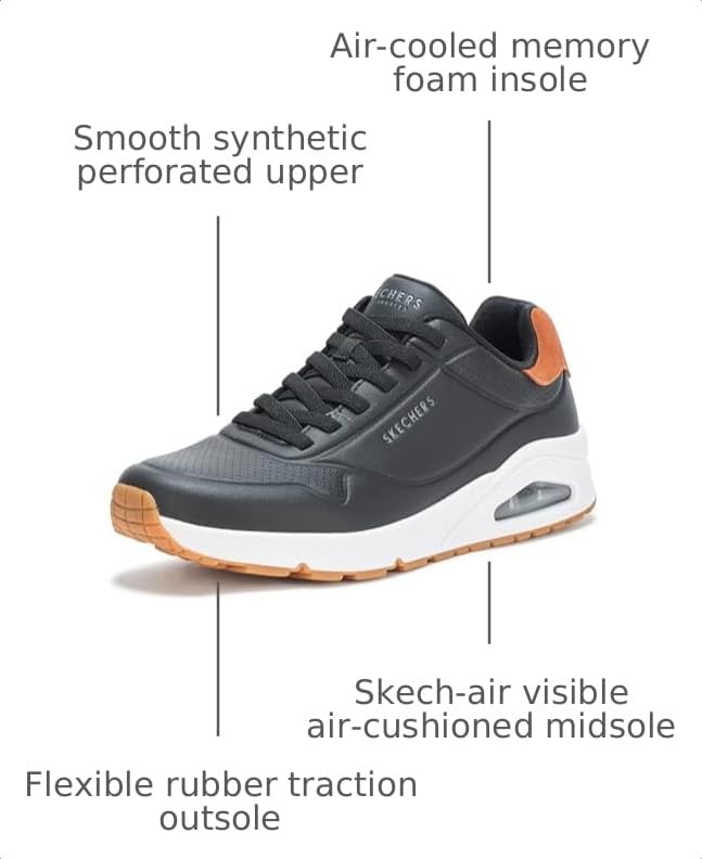 Image of Skechers Men's Uno Tailored Air Sneaker | Walking, Air-Cooled Memory Foam, Skech-Air Visible Airbag, No Tie Fit