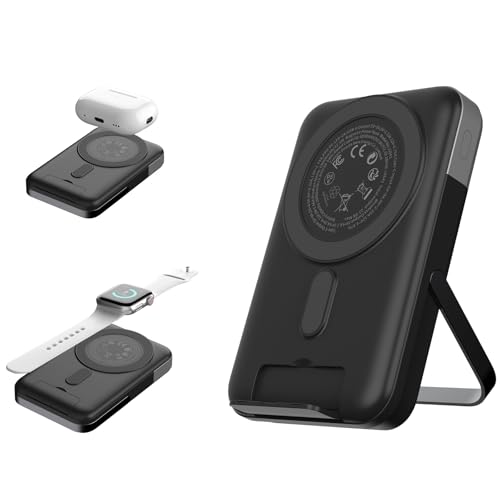 JUOVI Magnetic Power Bank, 10000mAh Wireless Portable Charger, 22.5W Wireless Battery Pack with LED Display, Portable Phone Charger with Stand