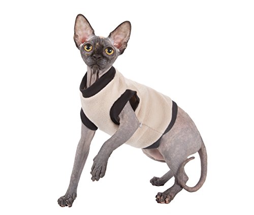 Cat Clothes Pullover Outfit Kitten Beige Sphynx Warm Hairless Winter (M)