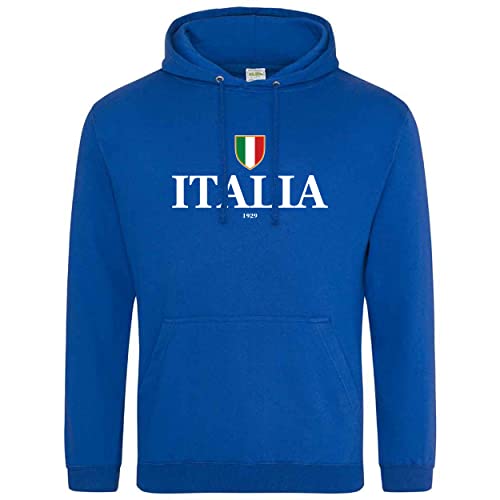 Italia Sweat à capuche de rugby pour homme Motif drapeau italien, bleu marine, XL