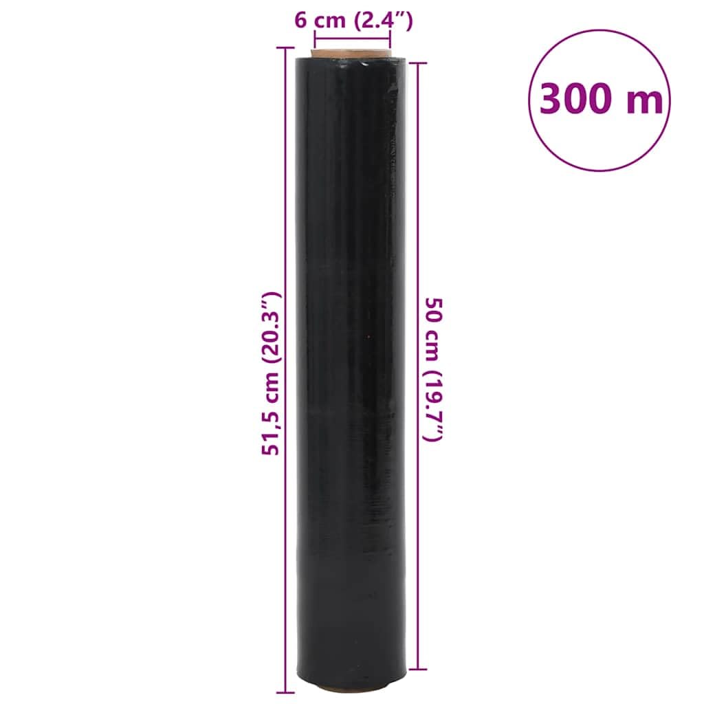 vidaXL Stretchfolie 6 Stk. Schwarz 30 μm 50 cm x 300 m, Verpackungsfolie, Palettenfolie, Möbelfolie, Wickelfolie, Packfolie, Möbel-Wickelfolie