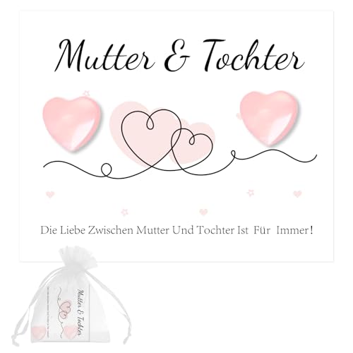 BMGRKYQX Mutter Tochter Geschenk,2pcs Steine+Karte+Organzasäckchen,Kleine Geschenke für Mama Geschenk für Tochter von Mama für Geburtstag Weihnachten Neujahr Glücksbringer