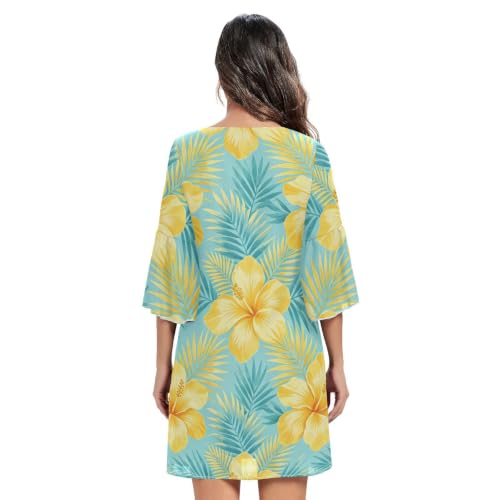 Vestido corto de gasa con cuello en V textura ligera 4