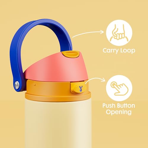Image of 18 oz Kids Water Bottle for School: Meoky 18 oz Stainless Steel Insulated Water Bottle with 2-in-1 Straw and Spout Lid - Leak Proof, Fits in Car Cup Holder, BPA-Free for Boys Girls, Misty Horizon