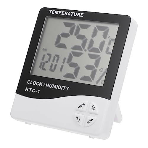 PRETYZOOM 1pc Indoor Clock Humidity LCD Screen for Home Office Kitchen No Battery Included