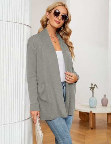 Image of Micoson Women's Long Sleeve Open Front Cardigan Casual Loose Lightweight Cardigans with Pockets