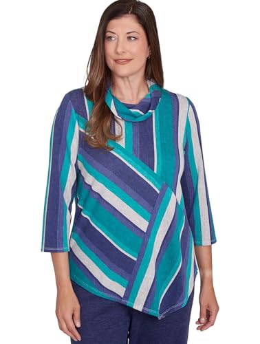 Haut à col bénitier rayé pour femme en taille M avec motif imprimé vert