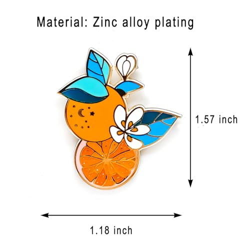 Image of Orange Flower Enamel Pin - Fruit Series | Premium Enamel Pin - Statement Lapel Pin - Plated Badge for Clothing, Bags, Hats, Jackets, and Lanyards