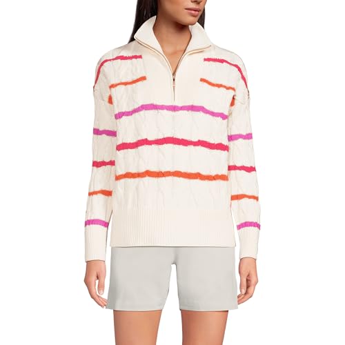 Lands' End Women's Drifter Cotton Quarter Zip Pullover Sweater