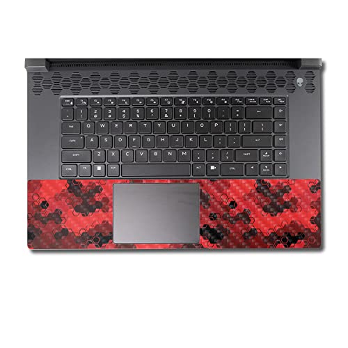 Image of MightySkins Carbon Fiber Skin Compatible With Alienware M17 R5 (2022) Full Wrap Kit - Red Hexa Camo | Protective, Durable Textured Carbon Fiber Finish | Easy To Apply & Change Styles | Made in the USA