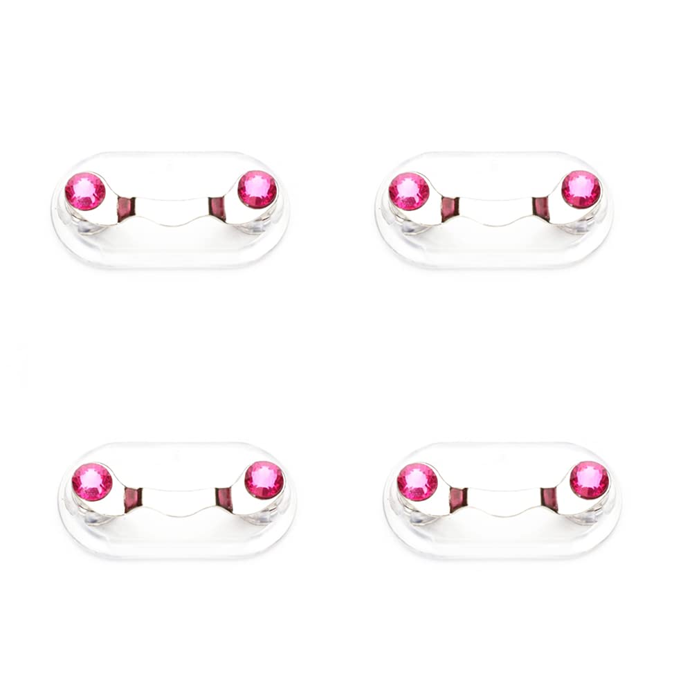 4PCS Magnetic Eyeglass Holder Stainless Steel Mini Sunglass Racks 12 Colors Bat Shape ID Badge Holders(Pink)