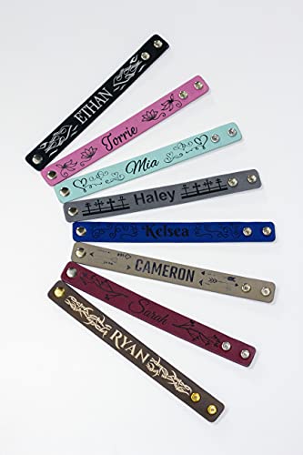 Etch Workz Custom Engraved Bracelet, Personalized Faux Leather Wristband, 9-1/2 inch X 1 inch Leatherette Cuff Bracelet, Name Wristband, ID Bracelet, Customized with Name or Text3