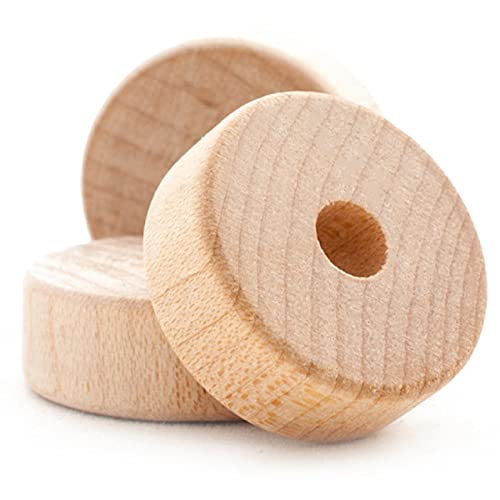 Pinehurst Crafts Flat (Slab) Wooden Toy Wheels, 1-Inch x 3/8-Inch Thick, Pack of 12