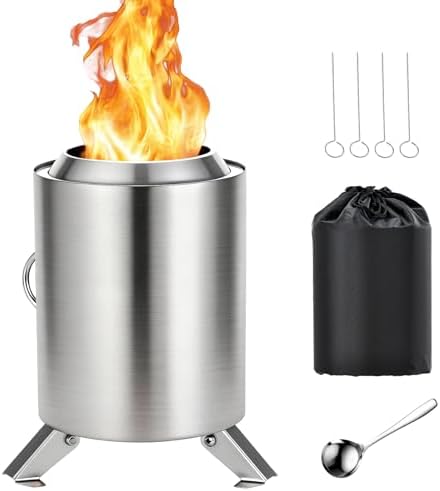 7 Inch Tabletop Fire Pit, Smokeless Mini Firepit with Stand, Port...