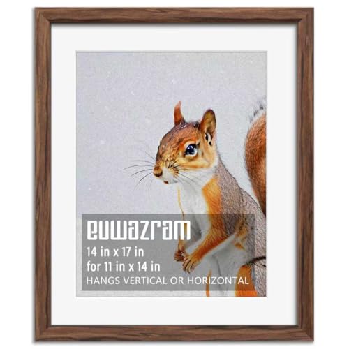 euwazram Rustic Walnut 14x17 Frame - Single Frame 14 x 17 Poster Frame with Mat for 11x14 Picture Frames for Artwork Puzzles Photos and Movie Posters