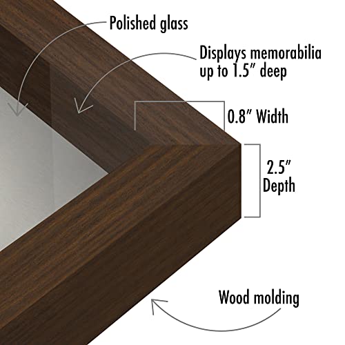 Americanflat 8x10 Shadow Box Frame in Walnut with Soft Linen Back - Engineered Wood with Polished Glass - Shadow Boxes for Wall and Tabletop