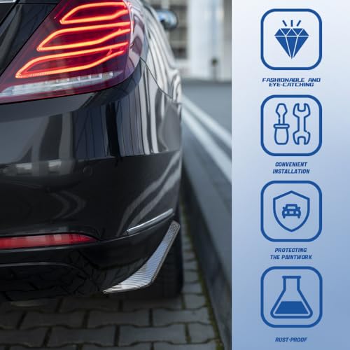 Kutyun 2PCS Car Rear Bumper Guard Diffuser Splitter, Rear Bumper Lip Body Kit With Bolts, Universal Anti Scratch Wrap Angle Protector for Side Fender Skirt Lip (Carbon fiber) - Thumbnail 4