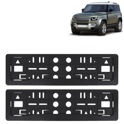 Image of KINGSWAY Defender Car Number Plate Frames for All 2020 Onwards Models of Land Rover Car Registration Plate Holders, Black Licence Plate Covers (Front and Rear), Universal Size 51.5 x 14.5 cm