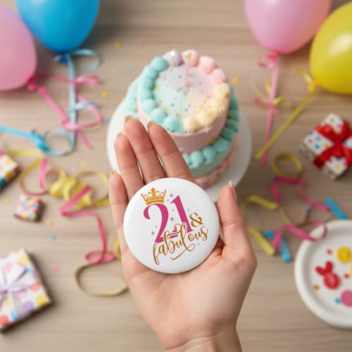 21st Birthday Badge, 5.8cm Girl Badge Accessories, Sparkling Party Decoration, 21st Birthday Gift for Women, Milestone, Anniversary - Image 2