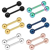 12 Pcs Tongue Bars, 16mm Tongue Bar Piercing Jewellery, Suitable for Both Men and Women Piercing Jewelry Six Colors Tongues Piercings, Suitable for Giving to Wife Lover Friend On Christmas Anniversary