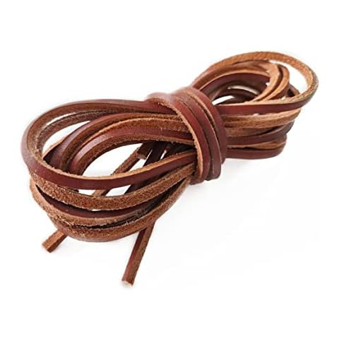Analys CC Genuine Leather Shoelaces with Lacing Needle (Reddish Brown, 63"【160cm】) Cover