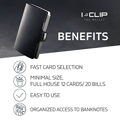 I-CLIP Minimalist leather wallet for cash and cards with Active RFID Card3