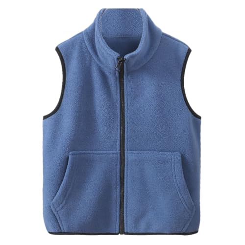 Cicilin Chaleco de forro polar unisex para niños, chaleco de forro polar, unisex, para adultos, chaqueta cálida de invierno, azul, 130