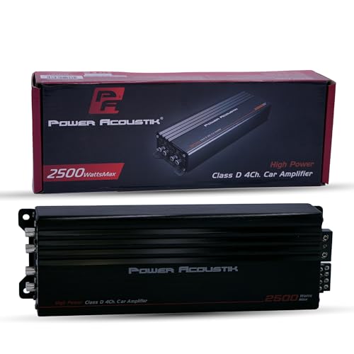 Power Acoustik MICRO4-2500D 2500W 4-Channel Car Amplifier – Ultra-Compact Full-Range 4-Channel Audio Amp for Door Speakers & Subwoofers | High/Low Pass Filters | 2Ω Stable | 4-Channel Amplifier