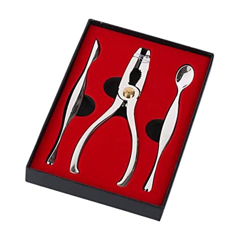 Antcher 3Pcs Seafood Tools Set Lobster Crab Leg Crackers Nut Crackers and Stainless Steel Seafood Spoon and Forks Set Gift with Package Box Cover