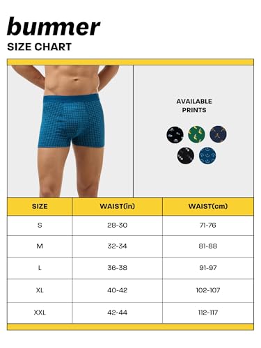 Image of Bummer Men's Premium Cotton Underwear | Fine Combed Cotton with Elastane for Stretch | Ultra Breathable Innerwear | Soft Fabric & No-Roll Waistband | Printed Trunks & Inner Combo for Men