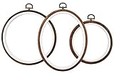 Embroidery Hoops and Cross Stitch Hoops by Celley | Imitated Wood Display Frame - Circle and Oval Hand Embroidery Hoop Kit | Art Craft and Sewing – 3 Pcs