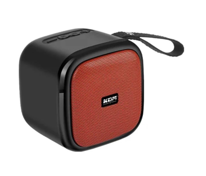 KDM 30 DotCom Portable Bluetooth Speaker, 5W Clear Sound, 8H Playtime, TWS Pairing, FM Radio, Hanging Strap, USB/TF, Type-C Charging, Compact Design,Red-image-15