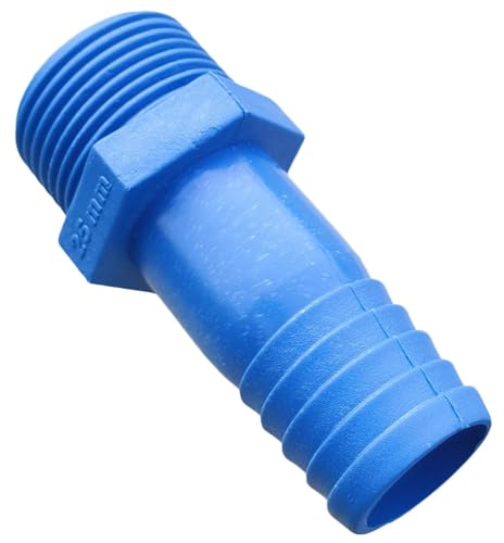 Image of 25mm PVC Hose Connector Male Thread - Plastic Hose Barb Adapter for Water Pipe, Irrigation & Pump Fitting (Blue) (25 mm 3 pcs)