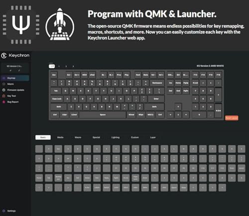 Keychron K5 Version 2, QMK Ultra-Slim 100% Full Size Layout Wireless Mechanical Keyboard, Hot-swappable 104 Keys Low-Profile Banana Switch, RGB Backlight Wired/Bluetooth for Mac/Windows/Linux - Thumbnail 4