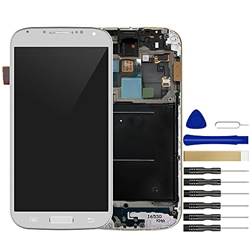 for Verizon Samsung Galaxy S4 SCH-I545 LCD Screen Display Assembly Touch Screen Digitizer Panel Glass Replacement Tool (White with Frame)