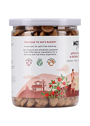 Mo's Apple Cinnamon & Oatmeal Cookies, 200gms | Healthy Cookies | Healthy Snacks | Wholesome Snacking | Vegan, 100% Natural & Preservatives Free