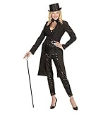 Versand aus Deutschland shoperama Schwarzer Frack für Damen Show-Girl Kabarett Jacke Gehrock Frauenfrack Revue, Größe:M