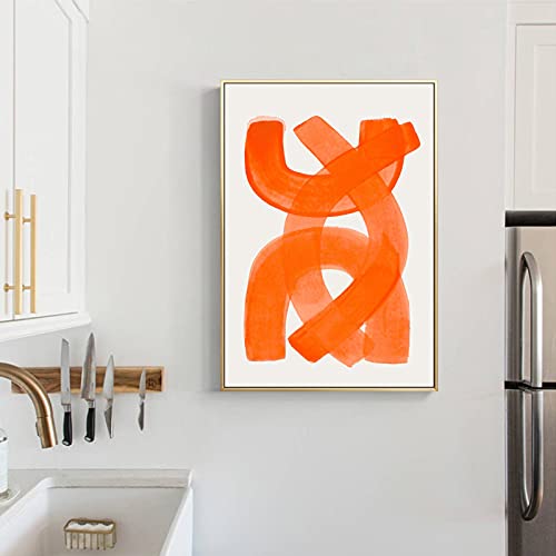 Póster nórdico abstracto con lienzo moderno naranja que transforma la decoración de tu sala 2