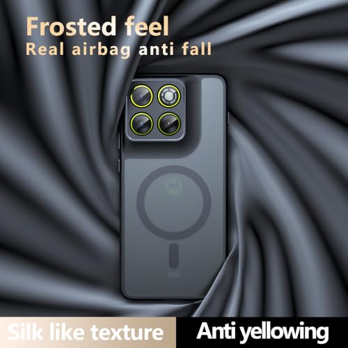Image of QUIETIP Magnetic Case for Motorola Edge 70 Fusion,[Compatible with MagSafe] Translucent Matte Drop Protection Cover,Black