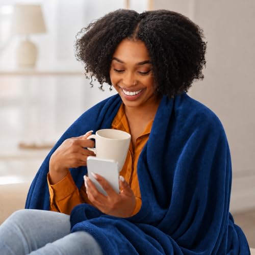 Image of Utopia Bedding Fleece Blanket Throw Size Navy 300GSM Luxury Anti-Static Fuzzy Soft Microfiber Blanket for Couch, Sofa and Bed (50x60 Inch)