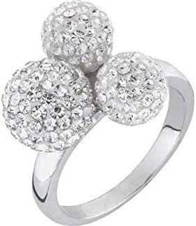 Ladies 3 Stone Sterling Silver Cubic Zirconia Glitter Balls Fashion Cubic Zirconia (CZ) Ring (O)