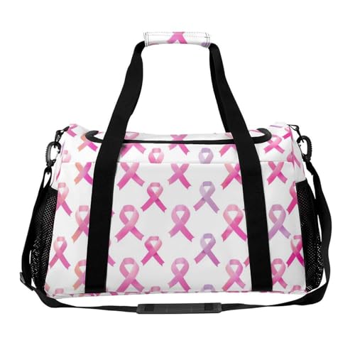 Breast Cancer Ribbon Gym Bag Travel Duffle Bags Shoulder Carry On Weekender Bag Hangbag for Women Men