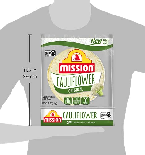 Mission Gluten Free Cauliflower Soft Taco Tortillas, High Fiber, 6 Count - 2 Packs, 6 Count (Pack of 2)