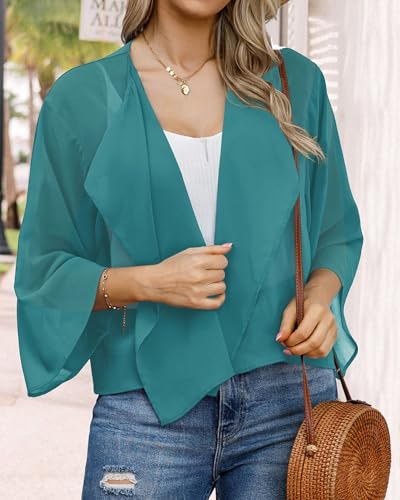 Image of Womens Summer Tops Short Shrugs Kimono Cardigans Casual Chiffon Bolero Jackets 2026