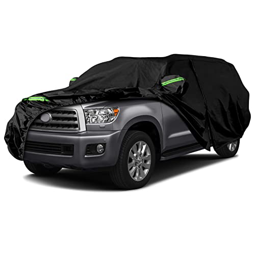 Waterproof Car Covers Replace for 2001-2025 Toyota Sequoia, 6 Layers All Weather Car Cover with Zipper Door & Windproof Bandsfor Snow Rain Dust Hail Protection