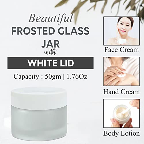 Image of Zenvista Frosted Glass Jar With white color pet Lid-50GM [ZMJ26