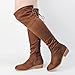 Hawkwell Women's Thigh High Fashion Boots Over The Knee Brown Low Flat Heel Boots,Brown Faux Suede,9 M US