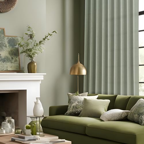 MRTREES 1 Stück Vorhang Leinen mit Ösen Halbtransparent Salbeigrün für Große Fenster Wohnzimmer Schlafzimmer Kinderzimmer 225 cm Lang… – Ansicht 6