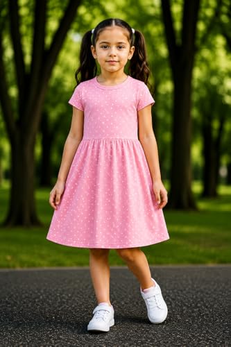 Image of EIO Girls Cotton Frock Dress Combo Pack et | Multicolor Knee Length Casual Dresses for Kids | Soft & Breathable Summer Wear Outfit Frock Set